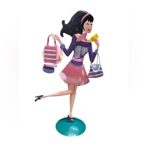 Metal Figure Shopper Glamour MESH Jewelry Holder Organizer Tabletop Decor 15.25"